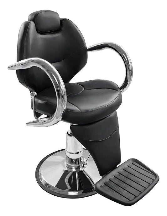 Sillón De Barbero Barberia Color Negro Forma De La Base Redonda Tipo De Respaldo Reclinable