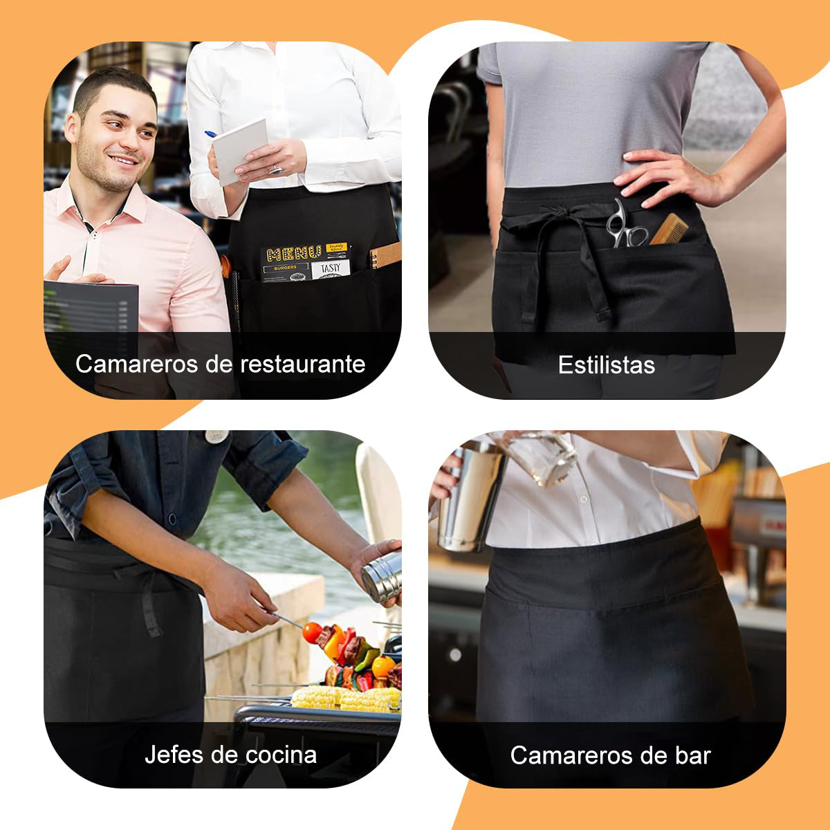 Pechera Delantal Mezclilla Mesero Cocina Bar Comedor Mujer