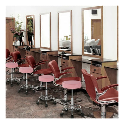 Piso Silla Taburete Bar Peluquería Barbería Spa Sube Y Baja Acabado De La Estructura Acero Color Rosa