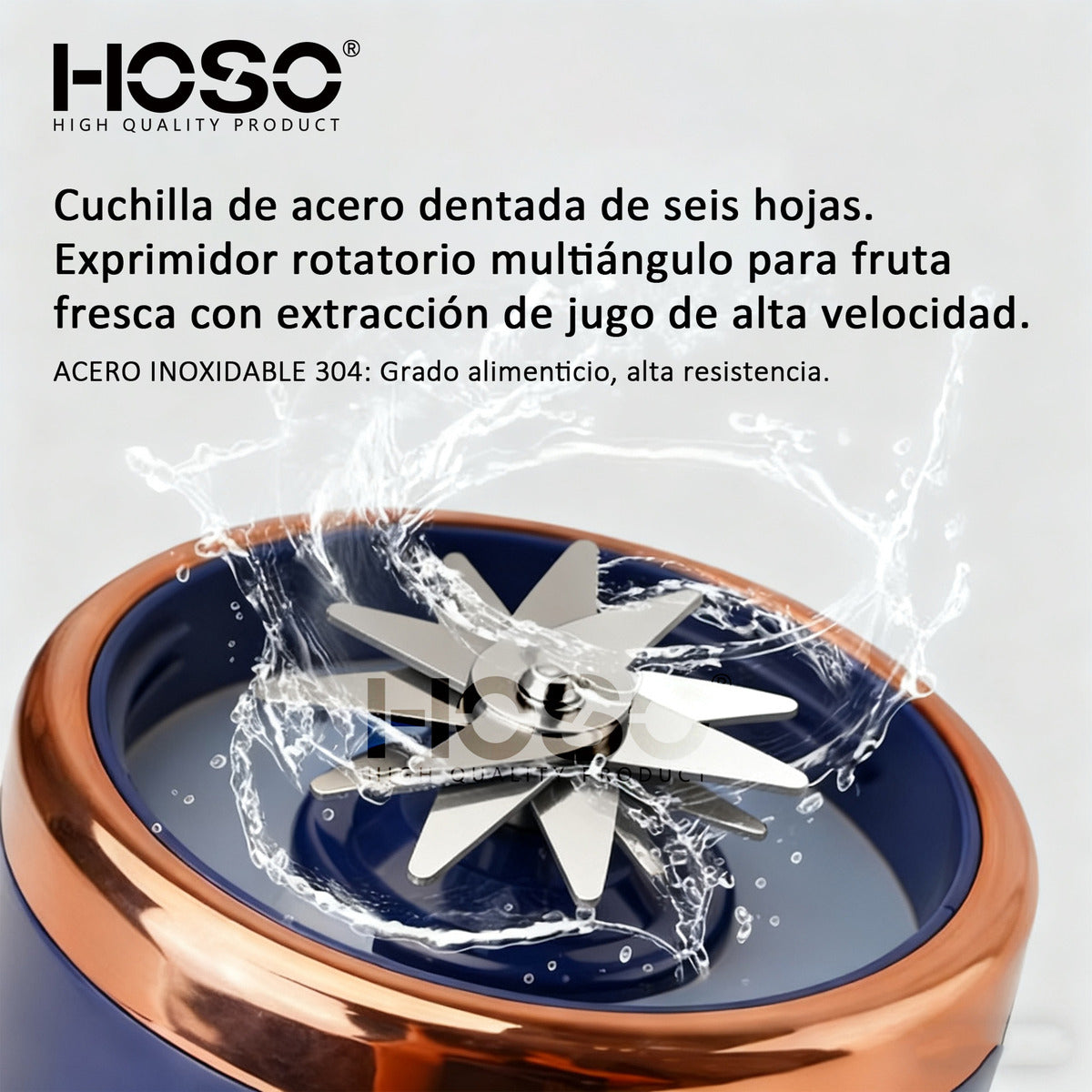 Licuadora Portatil Recargable 400ml + Vaso 500ml Con Tapa Color Azul