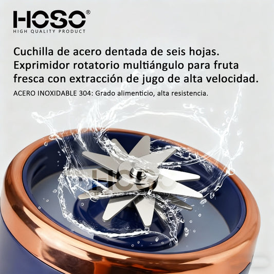 Licuadora Portatil Recargable 400ml + Vaso 500ml Con Tapa Color Azul