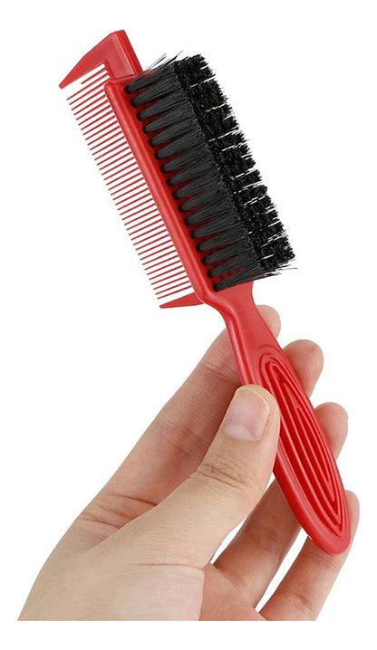 Peine Cepillo Fade Para Barba Barberia Con Peineta 2 En 1 Color Rojo Con Negro