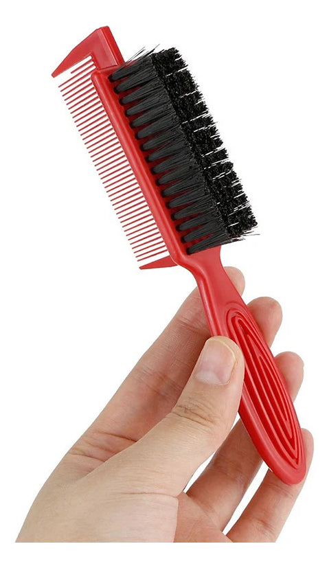 Peine Cepillo Fade Para Barba Barberia Con Peineta 2 En 1 Color Rojo Con Negro