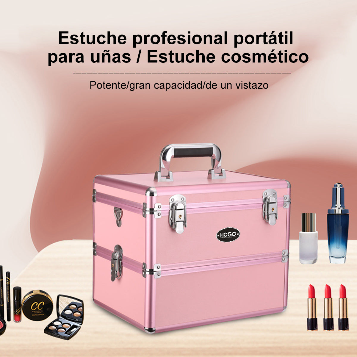 Maleta Portátil Para Manicura/maquilaje Profesional Dos Capa