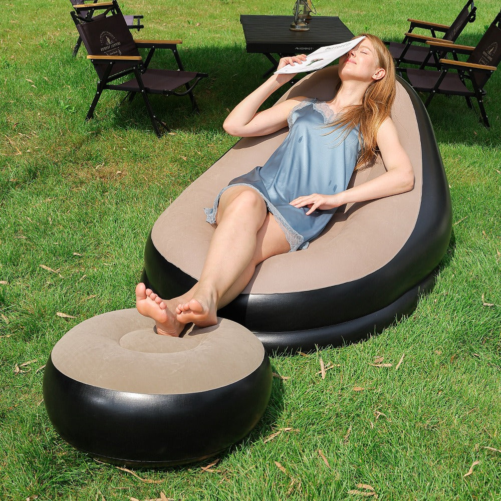 Camping Sofá De Ocio Tumbona Silla Inflable Reposa Pies Puff
