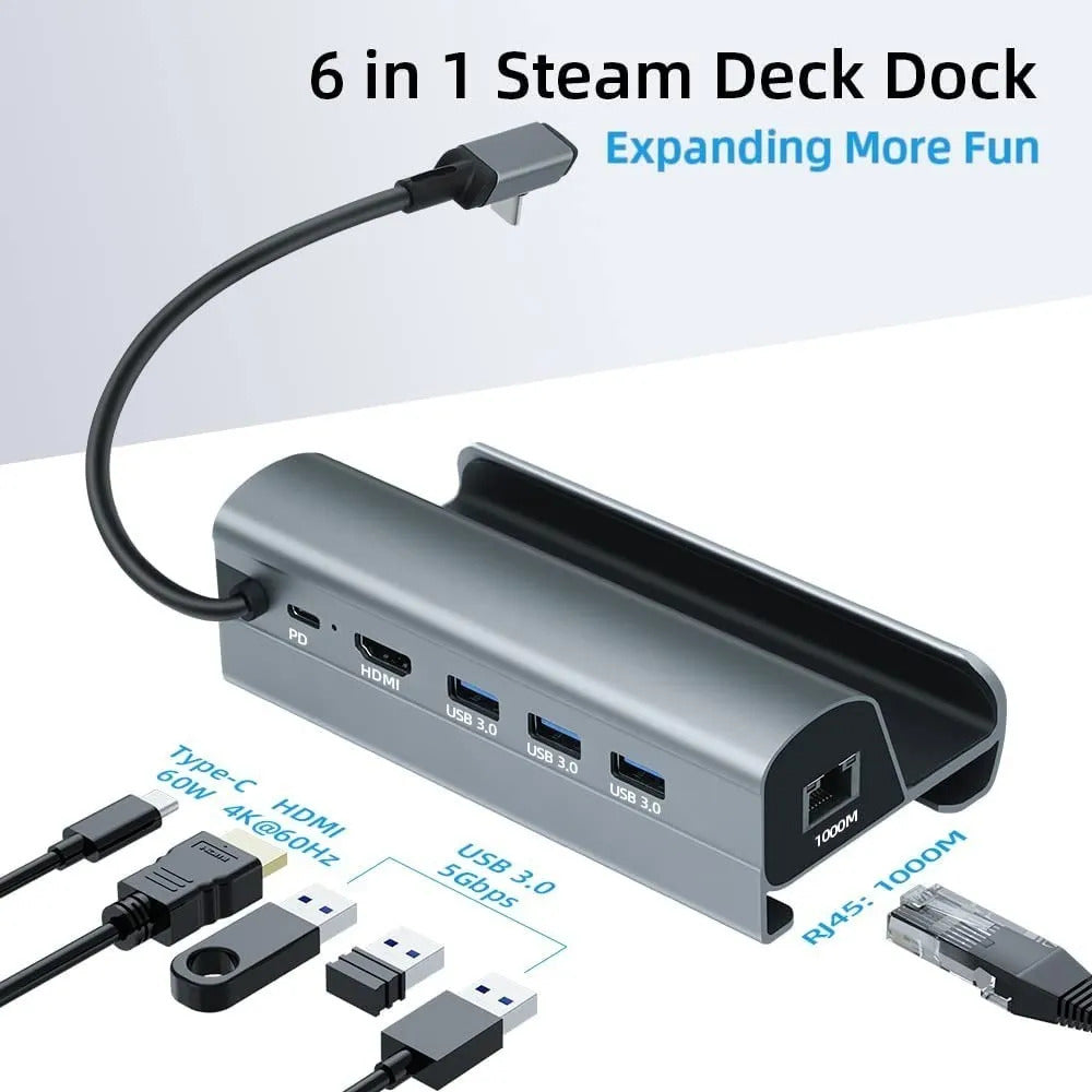 Hoso Dock Steam Deck 6en1 Hdmi 4k60hz Usb3.0 Pd100w