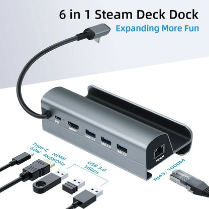 Hoso Dock Steam Deck 6en1 Hdmi 4k60hz Usb3.0 Pd100w