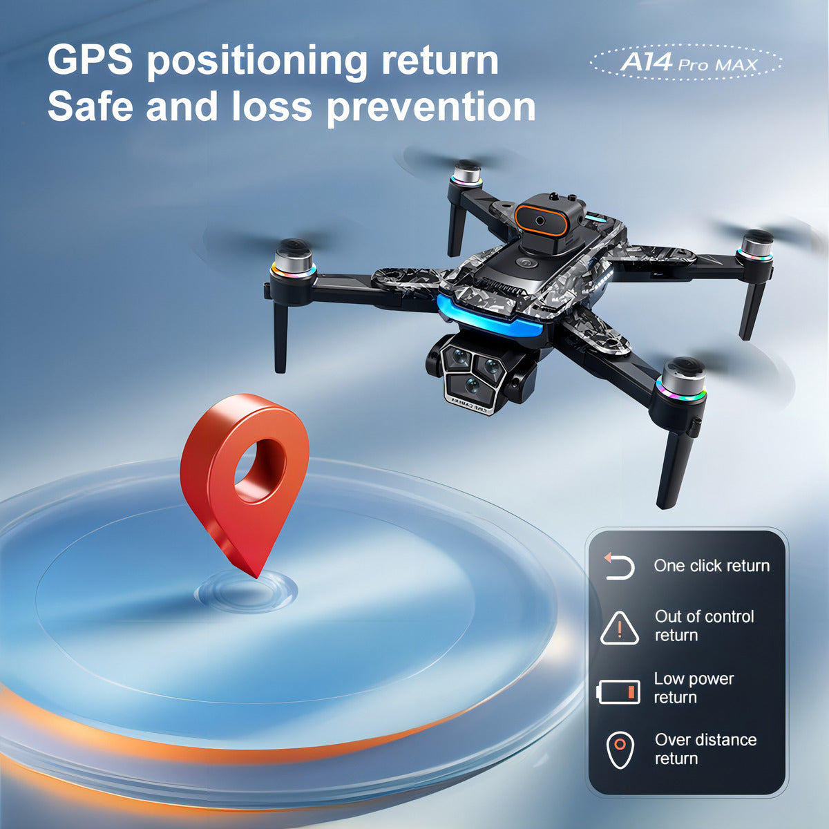 Drone Cámara Anti-obstáculos Inteligente Control De Pantalla Color Negro