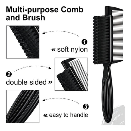 Peine Cepillo Fade Para Barba Barberia Con Peineta 2 En 1 Color Negro