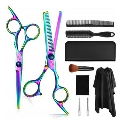 Set Tijera Filo Navaja+esculpidora Tornasol Estuche Y Acs