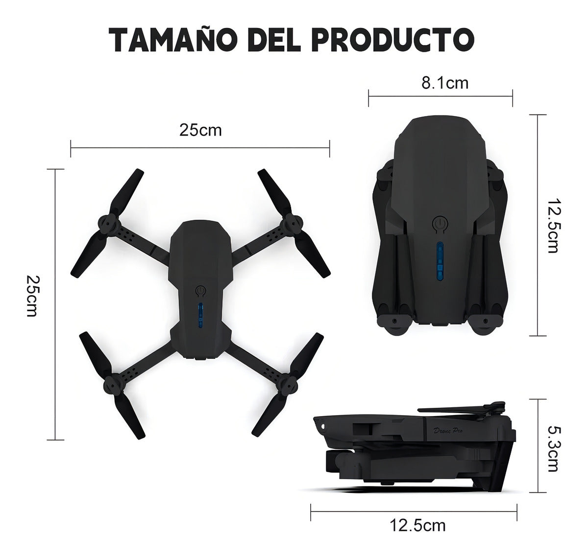 Dron Fpv Con Cámara 4k Wifi Profesional +2batería Recargable Color Negro