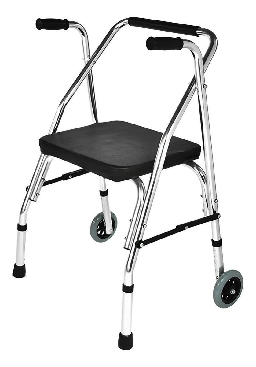 Andador Plegable Ortopédico Adulto Mayor Hoso 2 Ruedas Asiento Aluminio