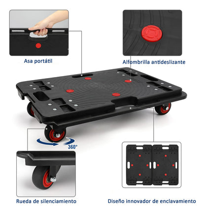 Carro De Carga Logístico Plegable Tipo Plataforma 150 Kilos Negro