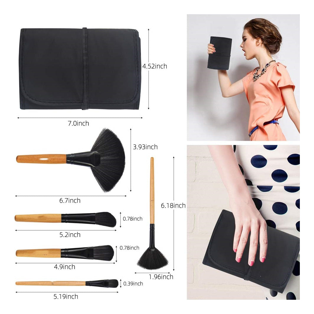 Set 32 Pinceles Y Brochas Maquillaje + Bolso Organizador Color Negro