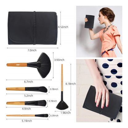 Set 32 Pinceles Y Brochas Maquillaje + Bolso Organizador Color Negro