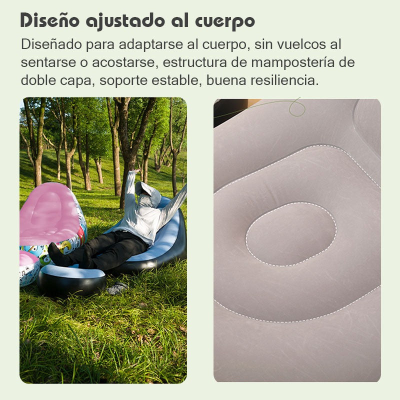 Camping Sofá De Ocio Tumbona Silla Inflable Reposa Pies Puff