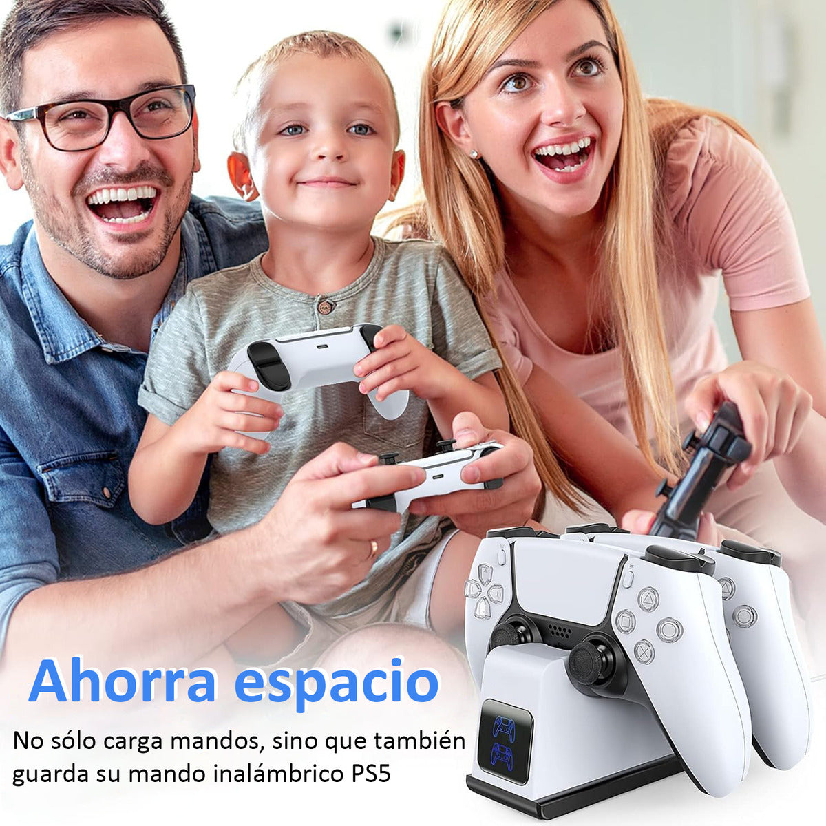 Cargador Joystick Duales, Estacion De Carga Ps5 Mando Juego Blanco