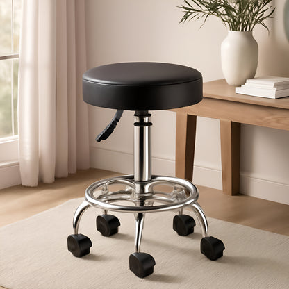 Piso Silla Taburete Bar Peluquería Barbería Spa Sube Y Baja Acabado De La Estructura Acero Color Negro