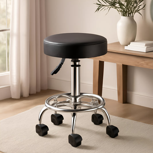 Piso Silla Taburete Bar Peluquería Barbería Spa Sube Y Baja Acabado De La Estructura Acero Color Negro