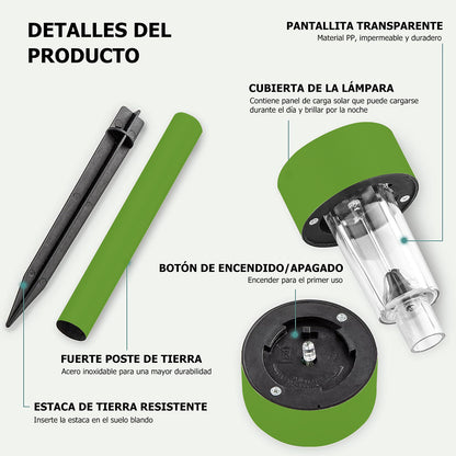 Luces Solares Exterior Lámpara Foco Jardín 10pcs 5colores Estructura Verde Claro