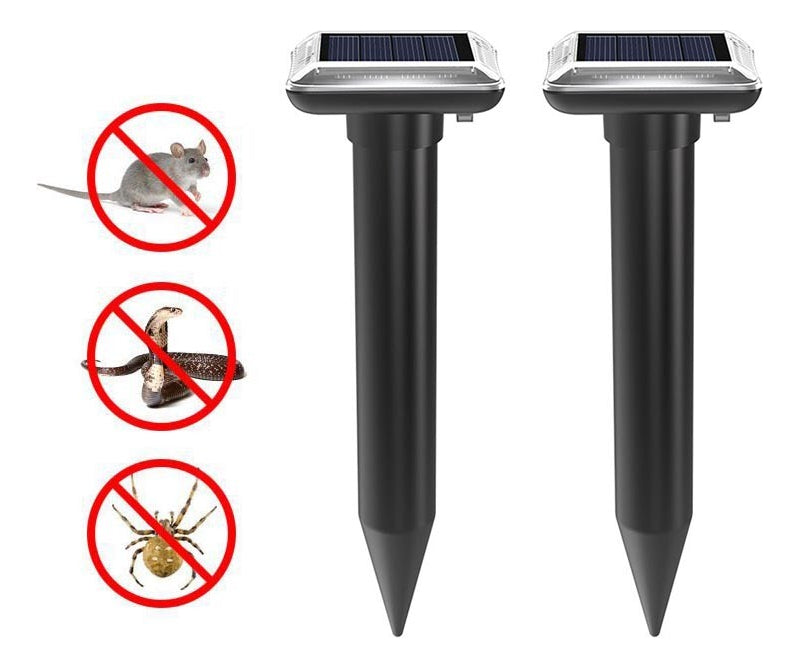 Repelente Solar Ultrasónico 2 Unidades Apto Animales Plagas Color Negro