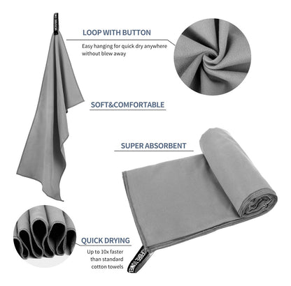 Toalla De Baño Viaje Deportiva Microfiba Secado Rápido 3pcs