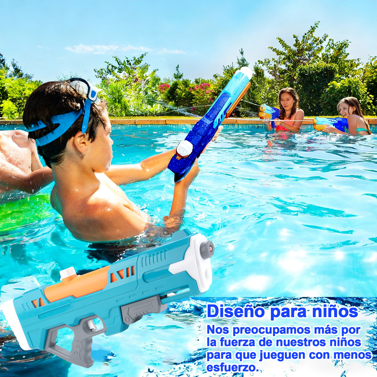 Juguete Pistola Lanza Agua Juegos 57cm 850ml Para Niños Azul Oscuro