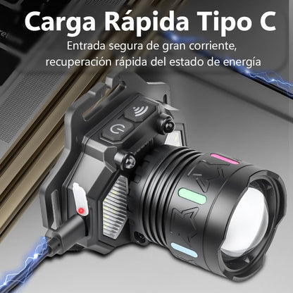 Focos Minero Linterna Cabeza Frontal Led Caza Luz Led Fuerte Linterna Negro Luz Blanco