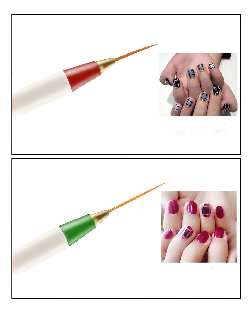 Kit 3 Pinceles Para Diseño Uñas Postizas / Naturales Verde
