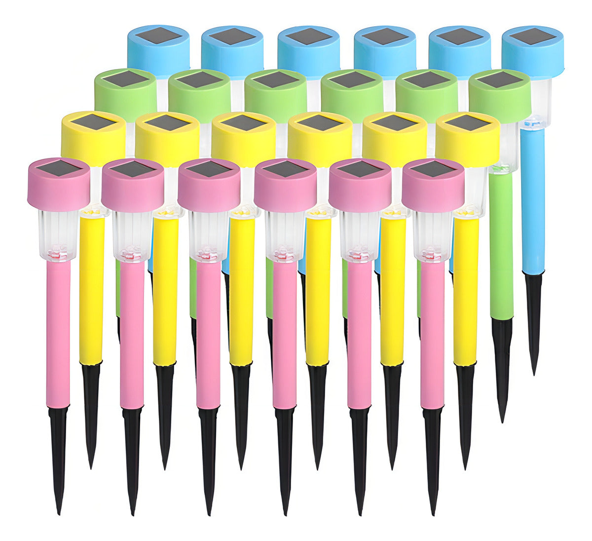 Luces Solares Exterior Lámpara Foco Jardín 10pcs 5colores Estructura Amarillo