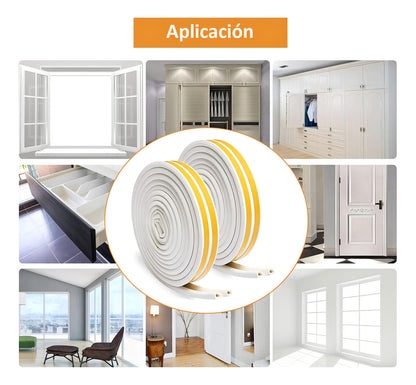 Burlete Hoso Tipo D Epdm Blanco 6m Incluye Adhesivo Para Puertas/ventanas