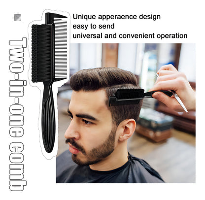 Peine Cepillo Fade Para Barba Barberia Con Peineta 2 En 1 Color Negro