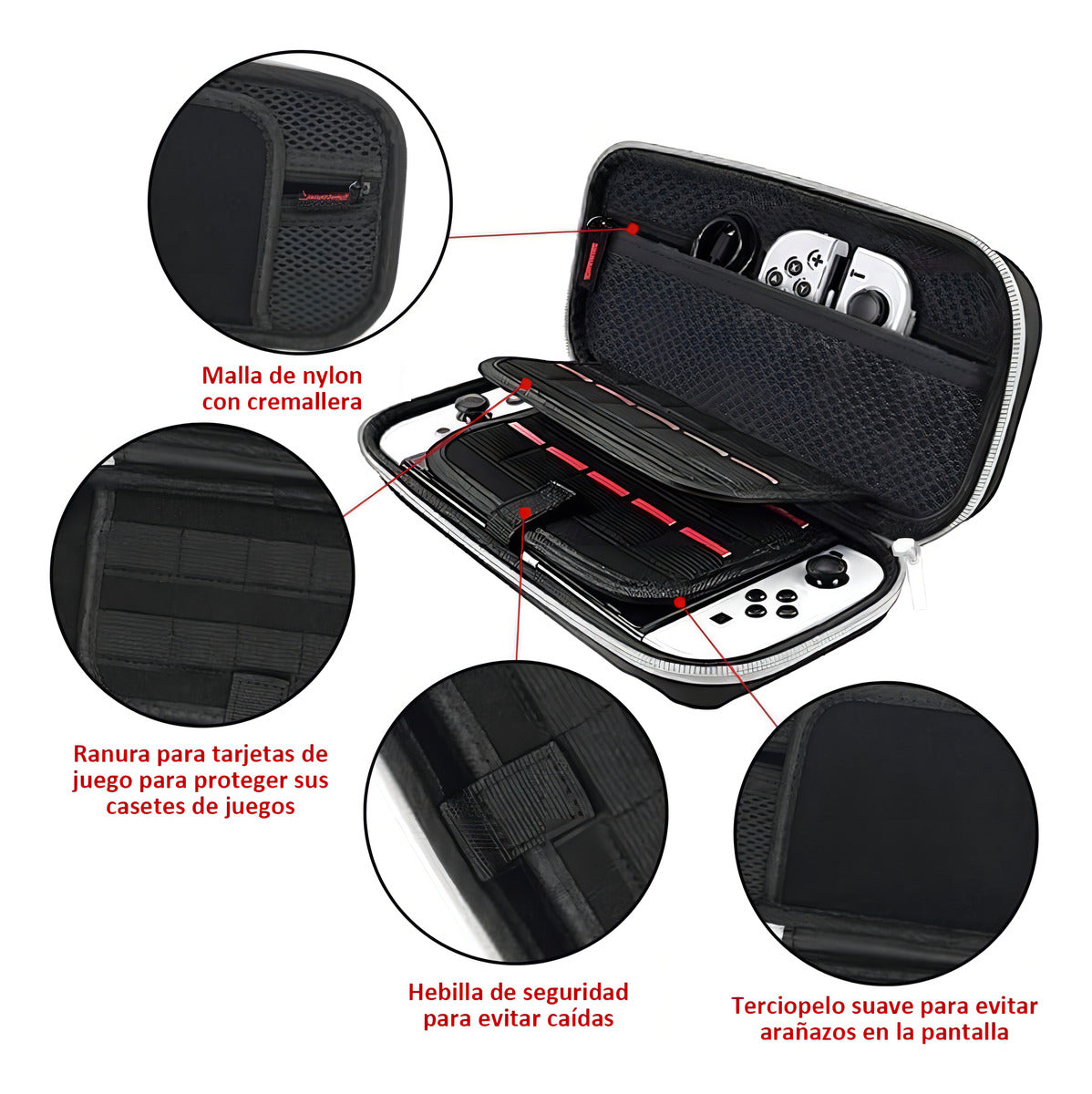 Estuche 24 En 1 Para Nintendo Switch Oled Con Lápiz Capacitivo Hoso Color Negro