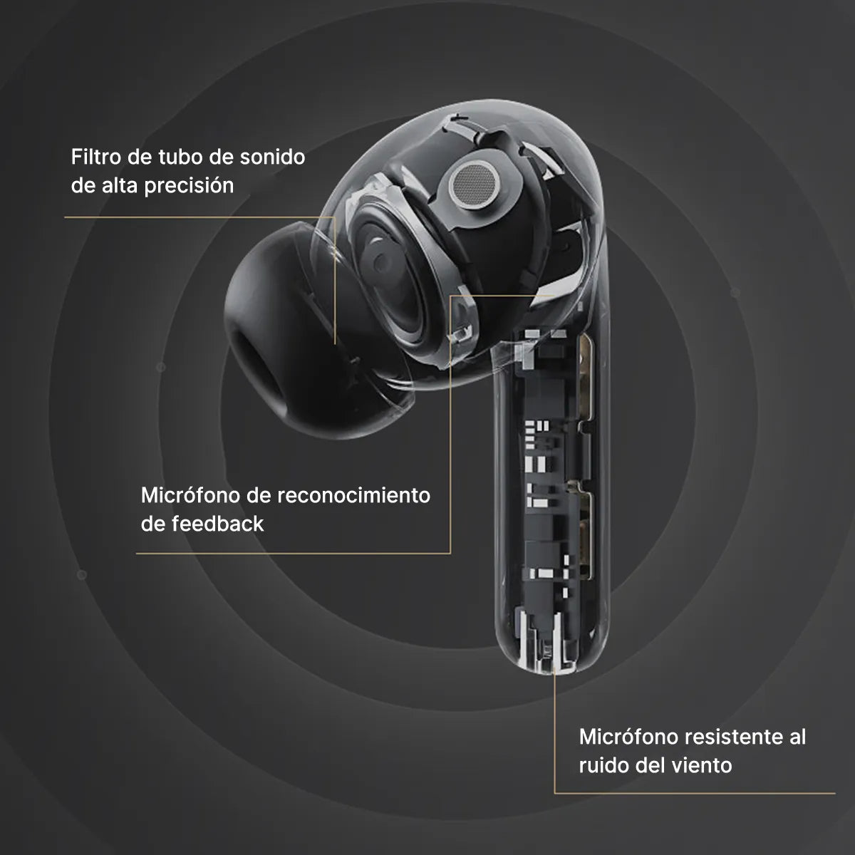 Audífono Inalámbrico Bluetooth Hoso De818 In-ear Con Micrófono Luz Led Negro