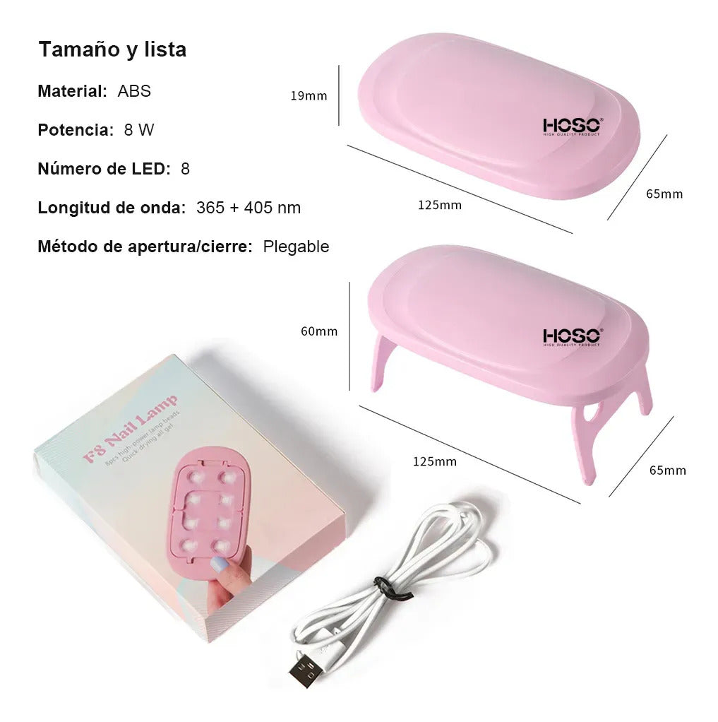Lámpara Uv Mini Plegable Para Manicura Usb 8w Portátil Rosa