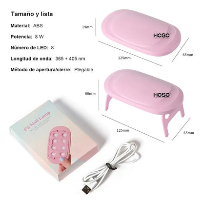 Lámpara Uv Mini Plegable Para Manicura Usb 8w Portátil Rosa