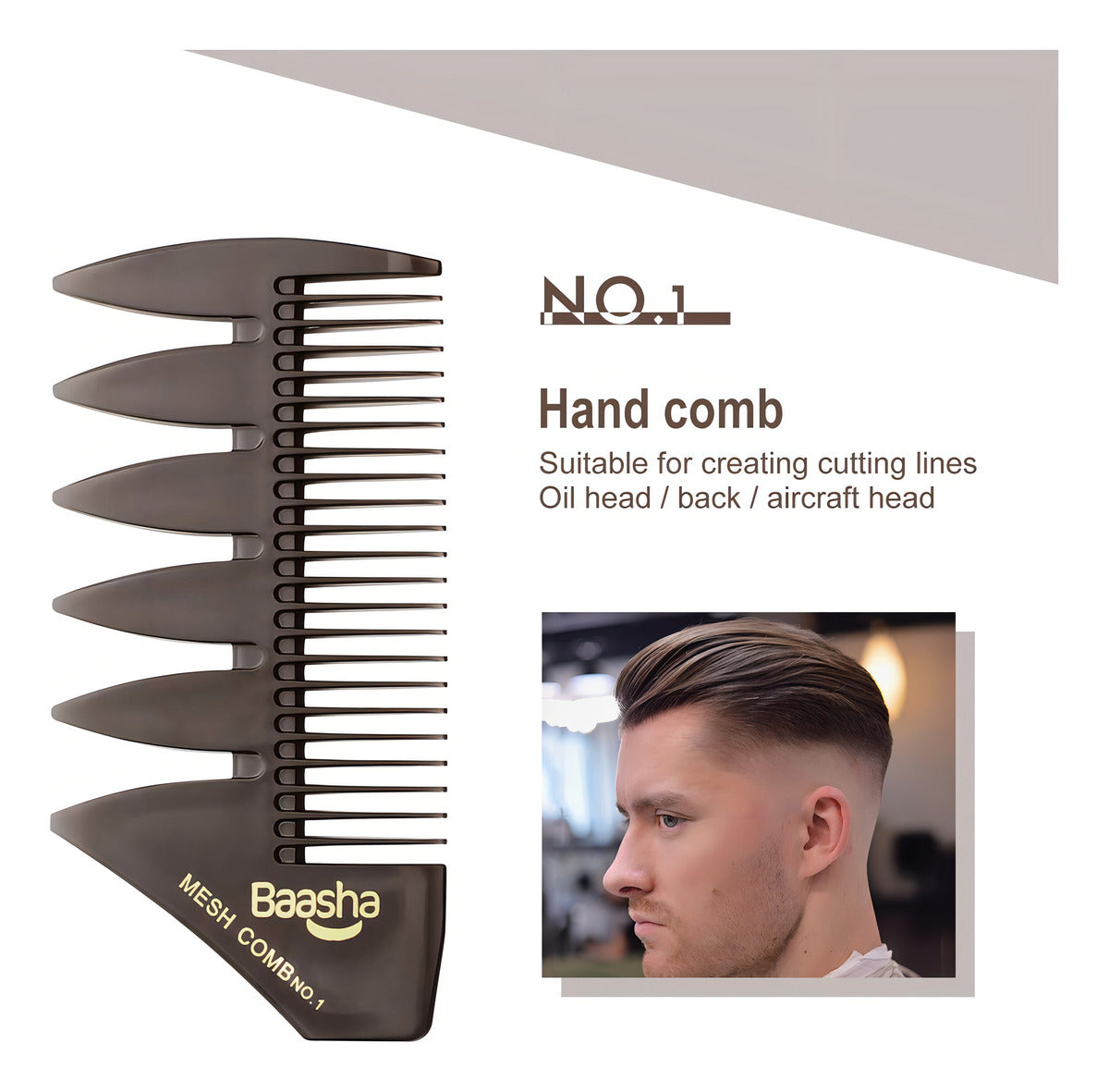 Peineta Barbería Ongba No.1 Plástico Profesional Barberos