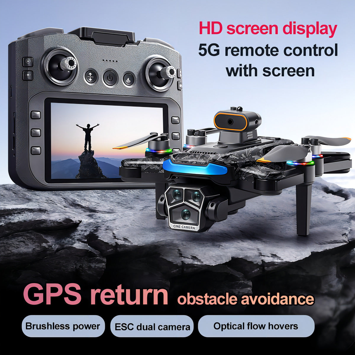 Drone Cámara Anti-obstáculos Inteligente Control De Pantalla Color Negro