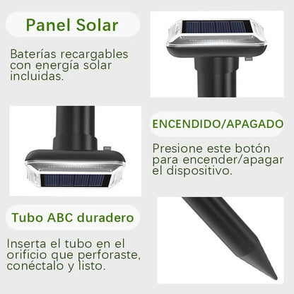 Repelente Solar Ultrasónico 2 Unidades Apto Animales Plagas Color Negro