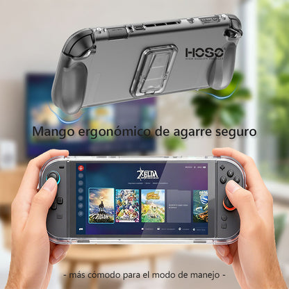 Funda Nintendo Switch 2 Gris Transparente Soporte Integra - Gris