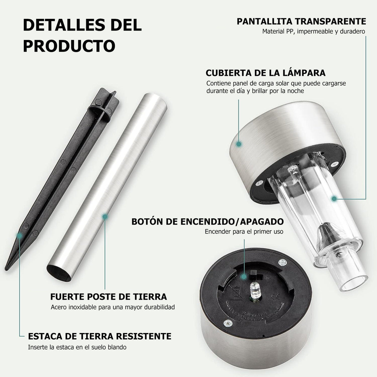 Luces Solares Exterior Lámpara Foco Jardín 10pcs 5colores