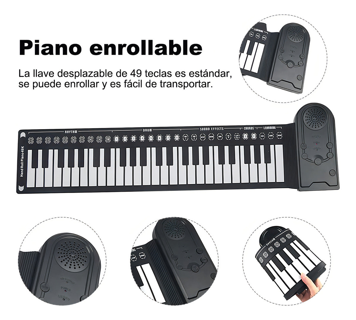 Teclado Musical Pd49 49 Teclas Con Pedal Negro Portátil Hoso