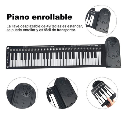 Teclado Musical Pd49 49 Teclas Con Pedal Negro Portátil Hoso