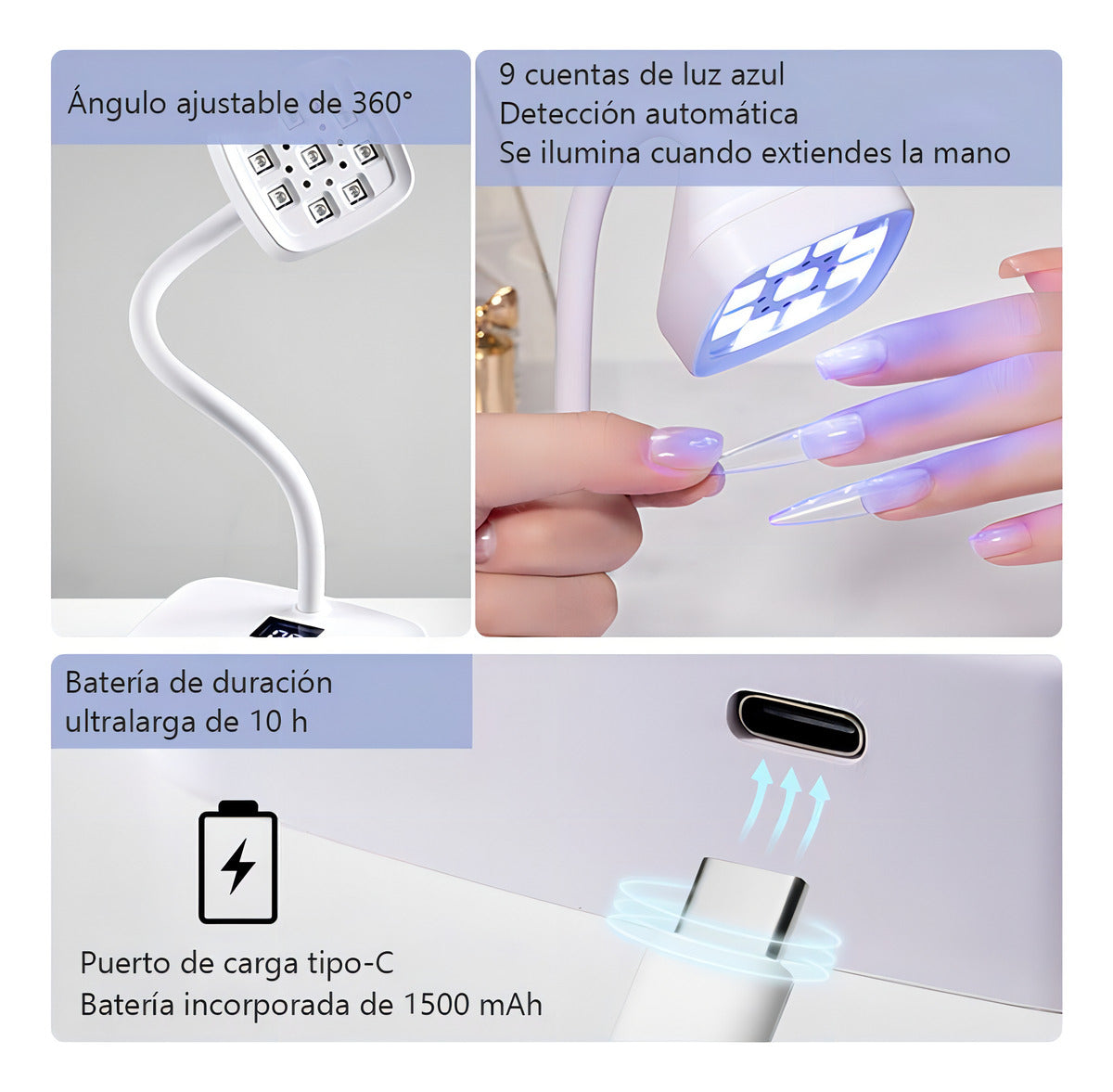Lámpara Led Uñas Uv Manicure Gel 27w Blanco Sensor Automático Hoso
