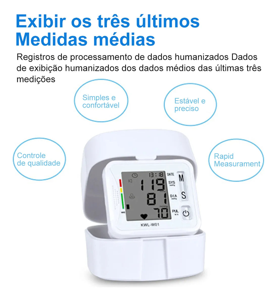 Monitor De Presión Arterial Muñeca Hoso Blanco Pantalla Grande Modelo W01