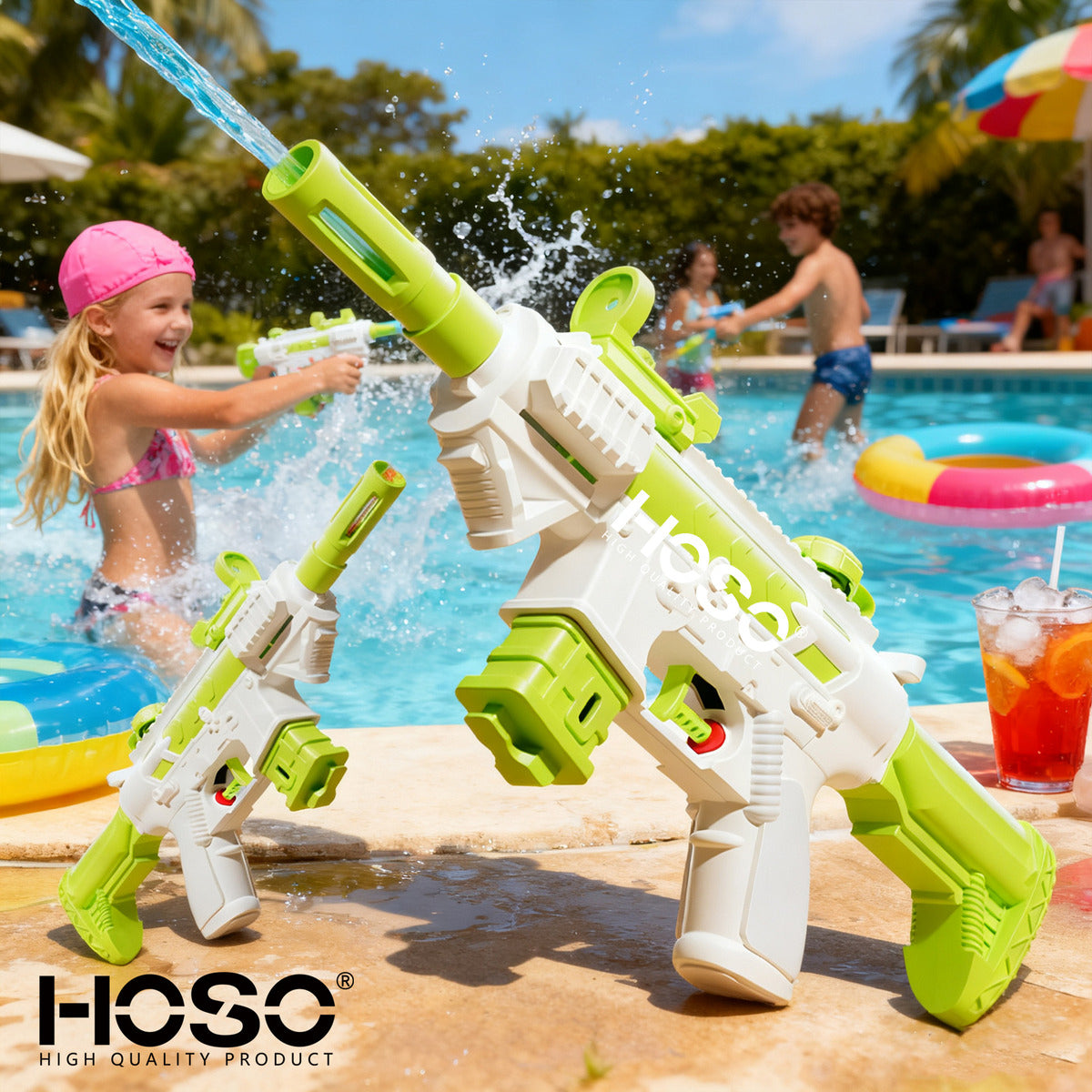 Rifle De Agua Hoso M416g Plástico Abs Para Niños 2-4 Años Verde Verde Claro