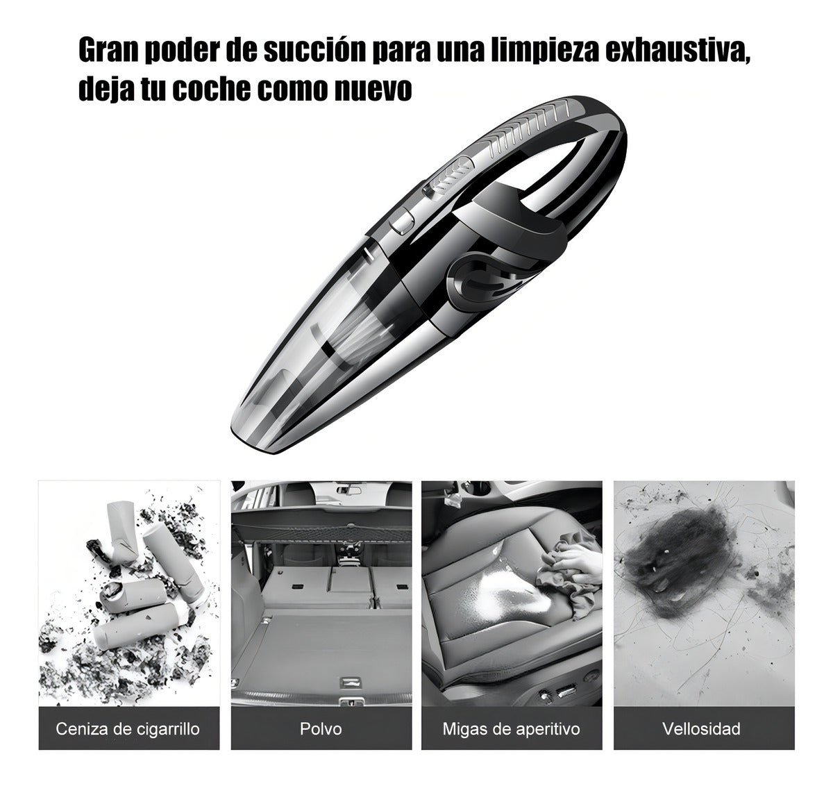 Aspiradora Inalambrica Auto Portatil Limpieza Alta Potencia Color Negro
