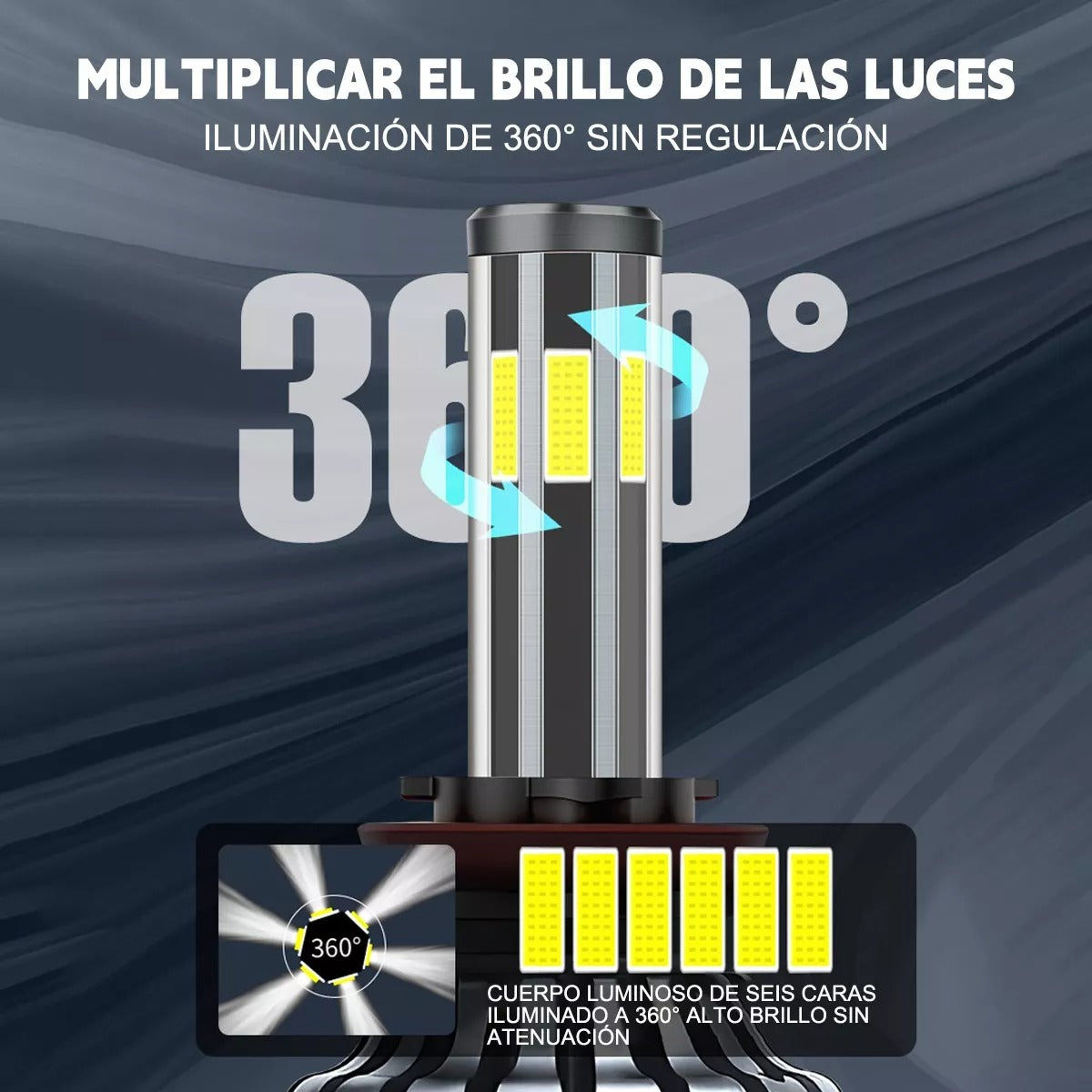 Luces Autos Led Iluminar Por 360 Grados H1 H3 H4 H7 H8 H11
