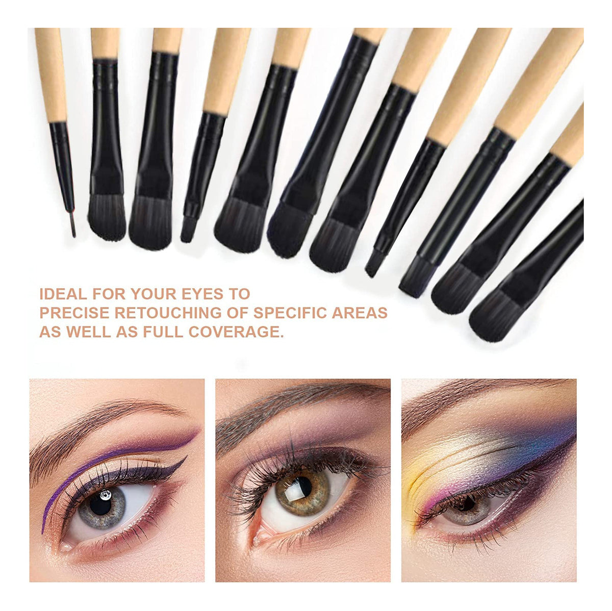 Set 32 Pinceles Y Brochas Maquillaje + Bolso Organizador Color Negro