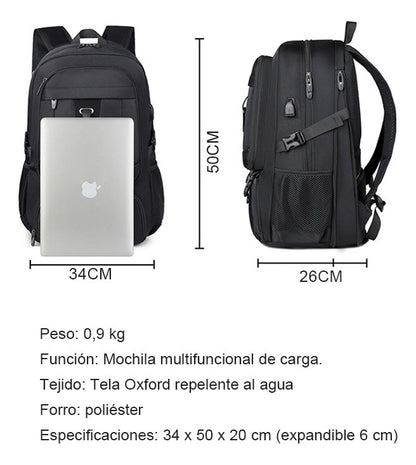 Mochila De Viaje Adultos Laptop 15 Pulgadas Grande Espacio Con Adultos Color Negro